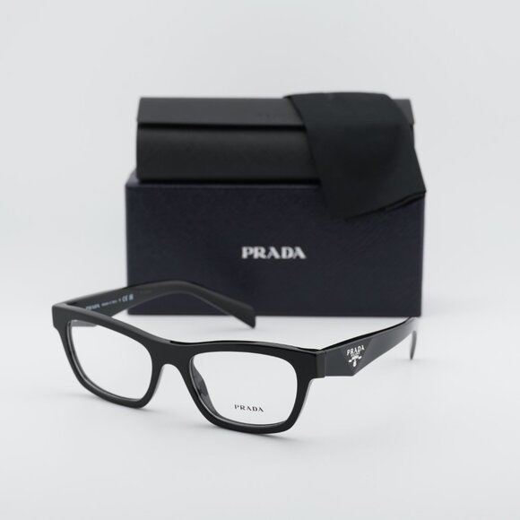 Prada PRB01V 16K1O1 Eyeglasses Shiny Black 54mm Cat Eye Frame - Picture 9 of 9